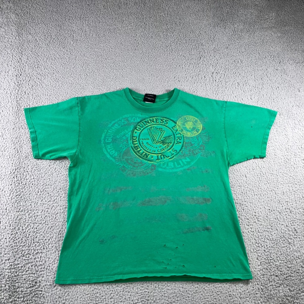Vintage Guinness Graphic T-Shirt Dublin Extraâ Stout Men XL Distressed Beer Tee